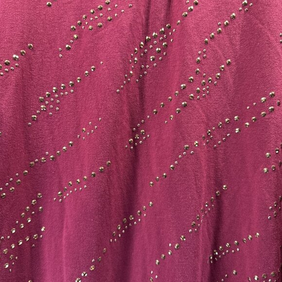 Susan Graver Weekend Top 2X Solid Pink Gold Embellished Tunic Liquid Knit Hi Low - Picture 5 of 8